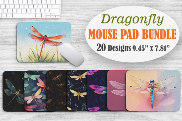 Beautiful Dragonfly Mouse Pad Bundle: A Versatile Graphic Design Asset for Branding