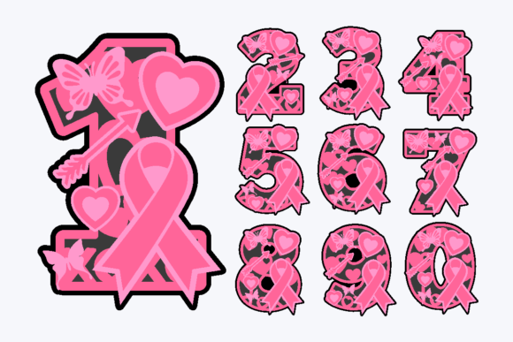 Breast Cancer Numbers SVG for Crafts and Graphics