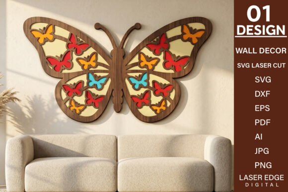 Butterfly 5 Layer Laser Cut SVG for Wall Decor Projects