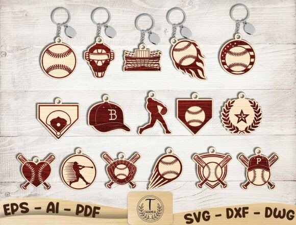 Laser-Cut Baseball Keychain SVG Bundle for Stronger Branding