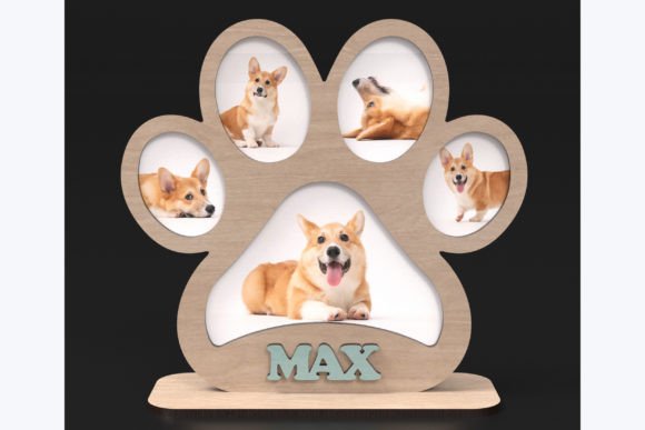 Laser Cut Dog Paw Picture Frame for Website Ornaments