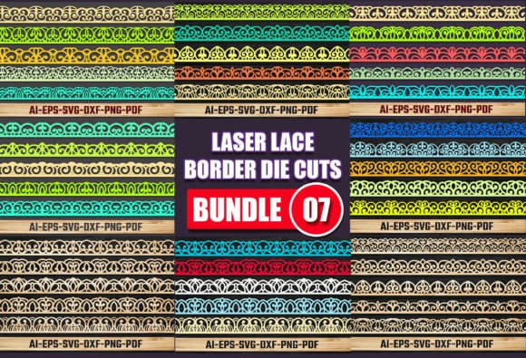 Laser Cut Lace Border Die Cuts Bundle 06: A Design Asset for Home Decor and Website Visuals
