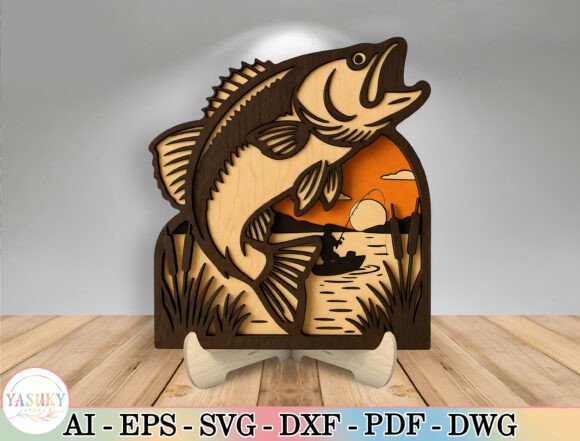 Layered Bass Fishing Laser Cut File for Father’s Day Projects