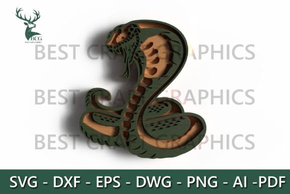 Layered Cobra SVG for Laser Cutting in Wall Decor Projects
