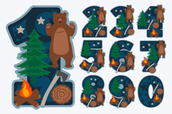 Lumberjack Numbers: A Rustic Graphic Design Asset for Crafts