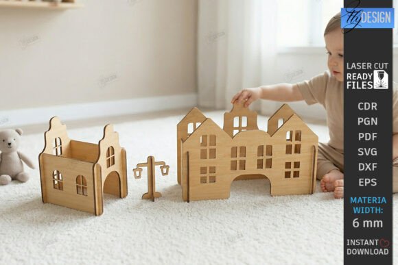 Montessori Toy Town Laser Cut Play Set – A Design Asset for Creative Publishers