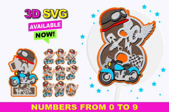 Motorcycle Numbers: A Versatile Graphic Design Asset for Crafts and Branding