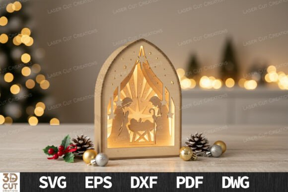 Nativity Scene Layered Lantern SVG for Laser Cutting Adds Holiday Magic to Winter Amp Projects