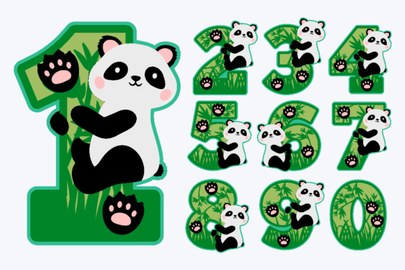 Panda Bear Numbers: A Playful Graphic Design Asset for Crafts and Branding