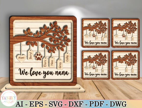 Personalized Family Glowforge XTool SVG for Laser Cutting Mother’s Day Projects
