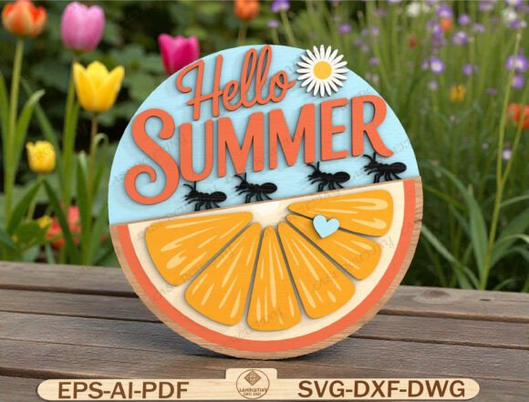 Round Summer Door Hanger Laser Cut File for Vibrant Editorial Design