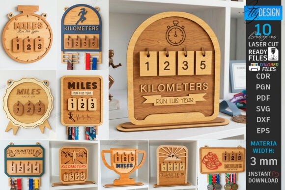 Runner Tracker Laser Cut Bundle for Home Decor & Fitness Enthusiasts
