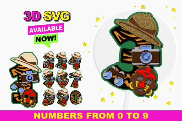 Safari Numbers: A 3D SVG Graphic Design Asset for Crafts and Branding