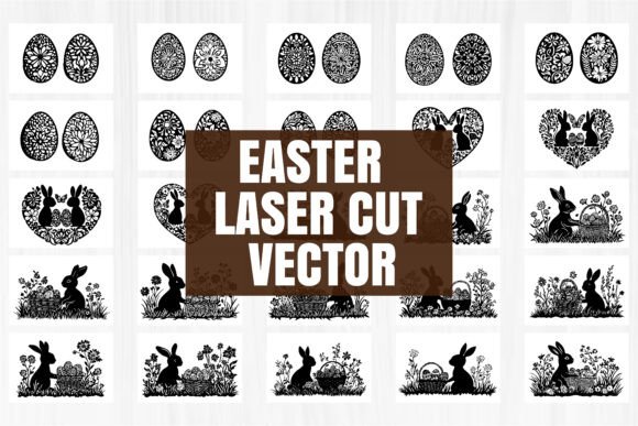 Spring Easter Scene Laser Cut Vector for Crafts and Graphics