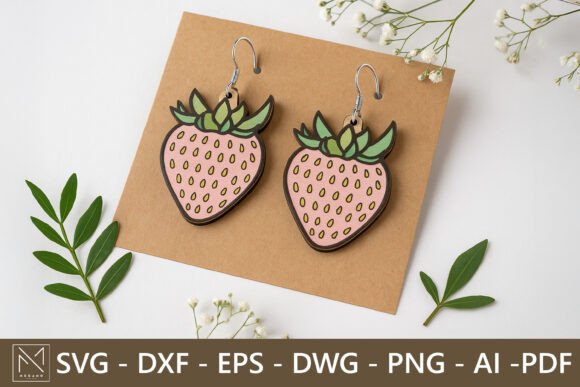 Strawberry Earrings SVG Cut File for Laser Projects